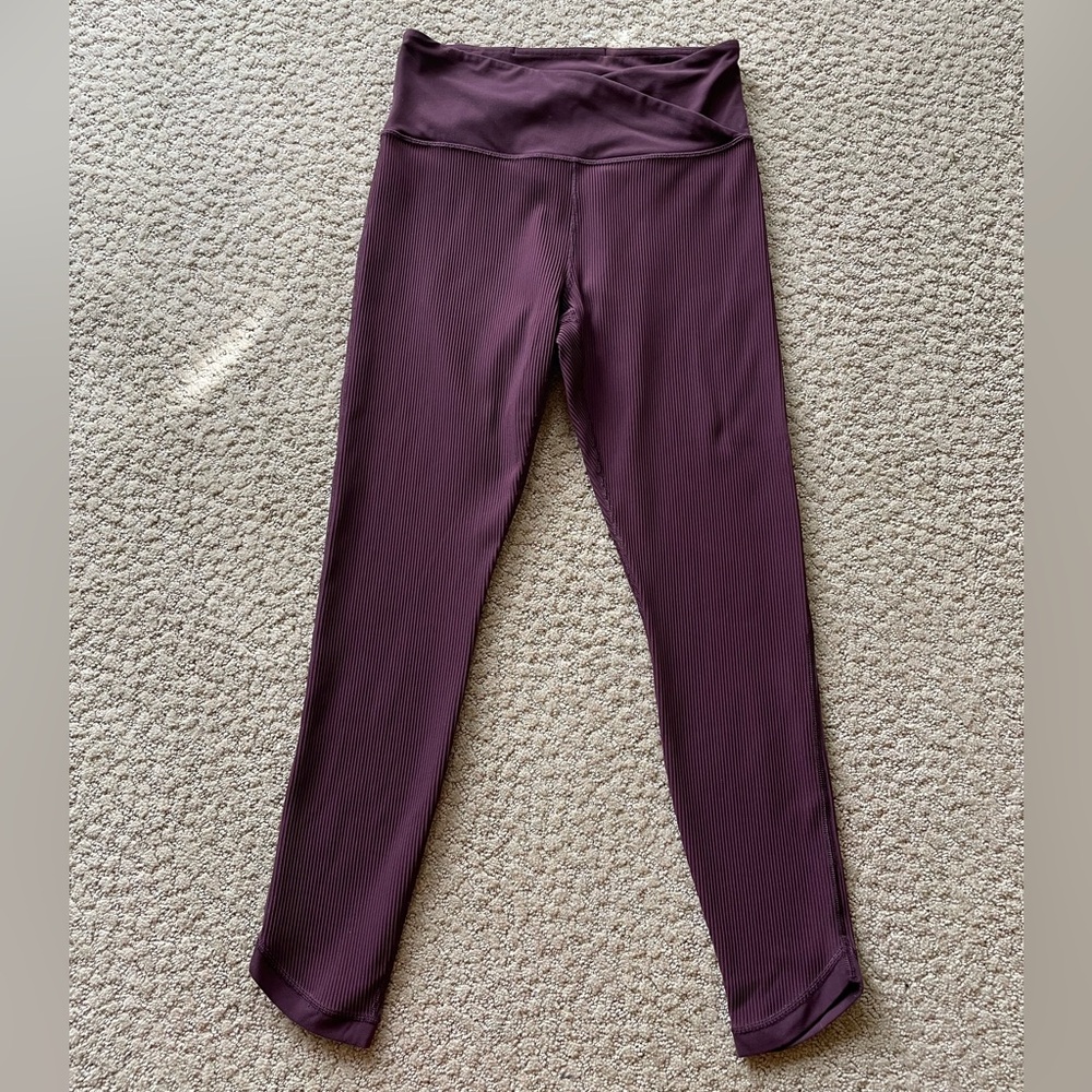 Athleta elation crossover rib burgundy activewear leggings